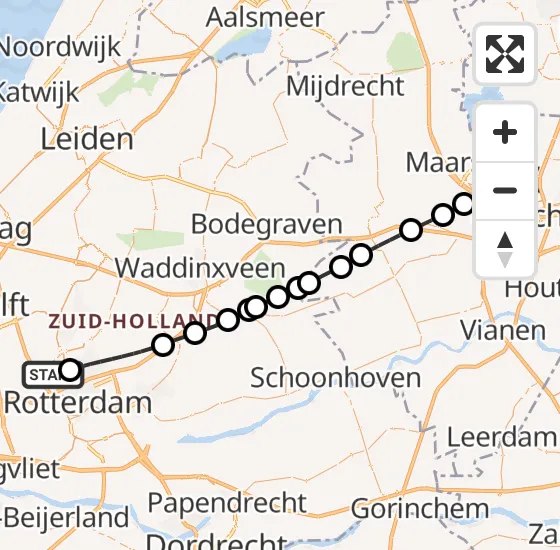 Vlucht Traumahelikopter PH-HVB van Rotterdam The Hague Airport naar Utrecht op donderdag 21 november 2024 10:48