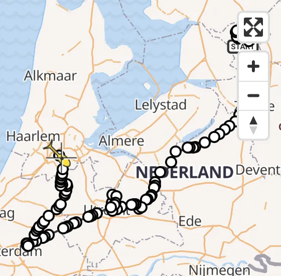 Vlucht Politiehelikopter PH-PXX van Scheerwolde naar Schiphol op donderdag 21 november 2024 11:26