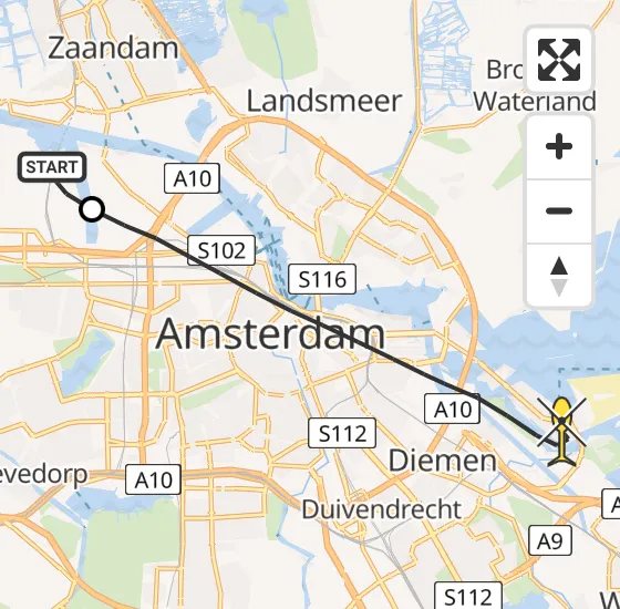 Vlucht Traumahelikopter PH-LLN van Amsterdam Heliport naar Amsterdam op donderdag 21 november 2024 11:48