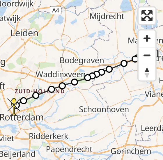 Vlucht Traumahelikopter PH-HVB van Utrecht naar Rotterdam The Hague Airport op donderdag 21 november 2024 11:52