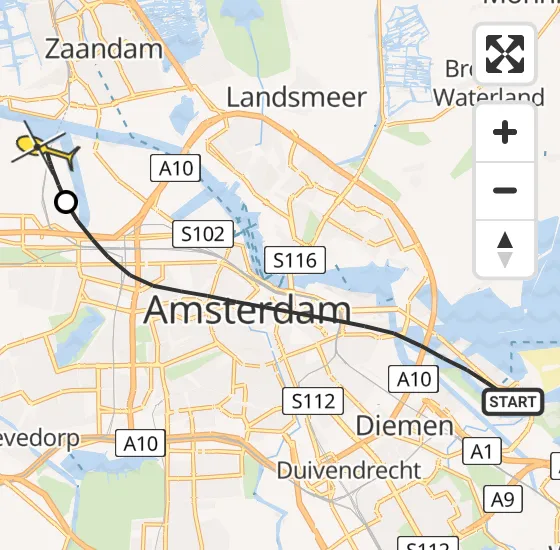 Vlucht Traumahelikopter PH-LLN van Amsterdam naar Amsterdam Heliport op donderdag 21 november 2024 12:03