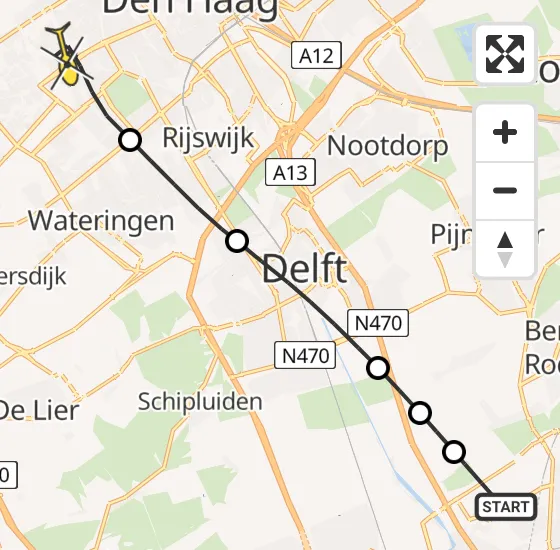 Vlucht Traumahelikopter PH-HVB van Rotterdam The Hague Airport naar Den Haag op donderdag 21 november 2024 13:27