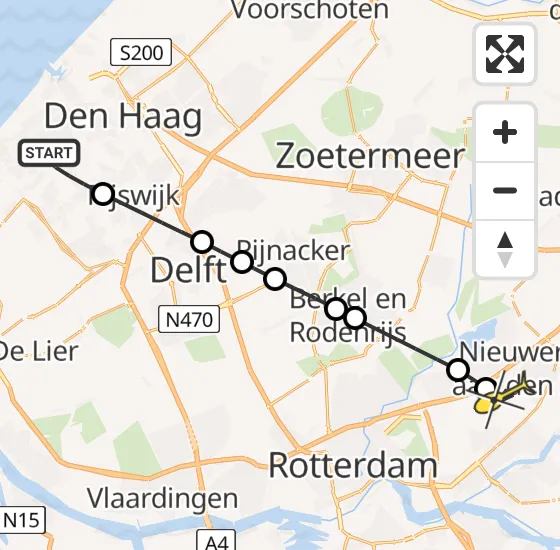 Vlucht Traumahelikopter PH-HVB van Den Haag naar Capelle aan den IJssel op donderdag 21 november 2024 13:46