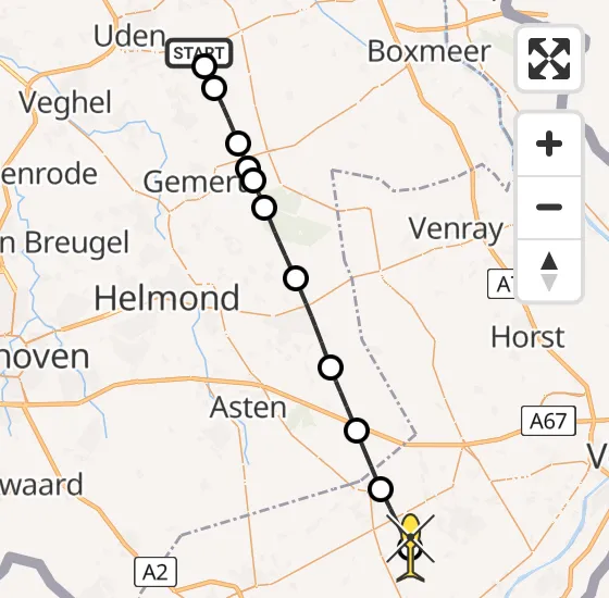 Vlucht Traumahelikopter PH-MAA van Vliegbasis Volkel naar Neer op donderdag 21 november 2024 14:31