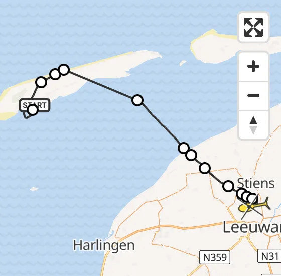 Vlucht Ambulancehelikopter PH-HOW van Formerum naar Vliegbasis Leeuwarden op donderdag 21 november 2024 16:30