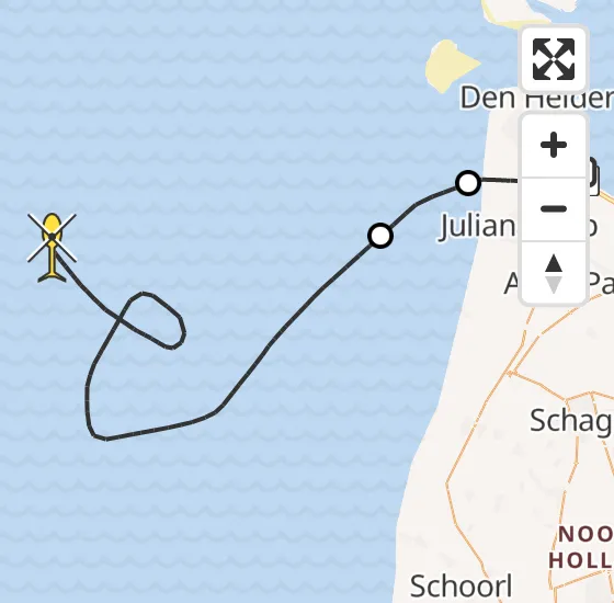 Vlucht Kustwachthelikopter PH-SAR van Vliegveld De Kooy naar  op donderdag 21 november 2024 16:35