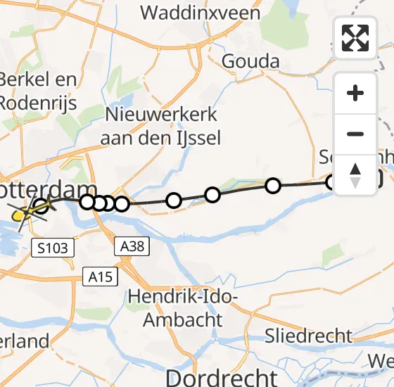 Vlucht Traumahelikopter PH-HVB van Groot-Ammers naar Erasmus MC op donderdag 21 november 2024 17:39