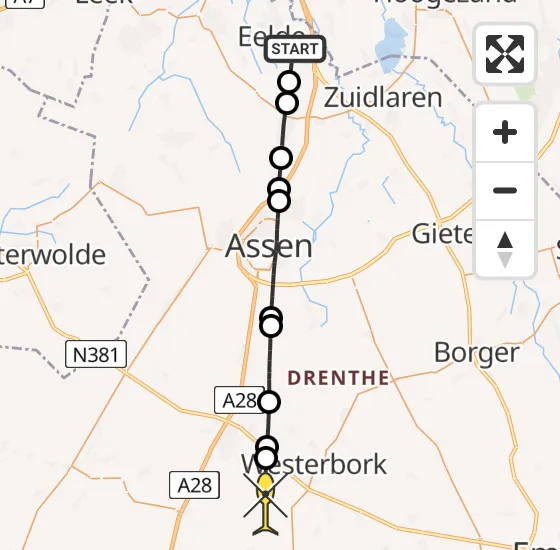 Vlucht Traumahelikopter PH-TTR van Groningen Airport Eelde naar Beilen op vrijdag 22 november 2024 8:56