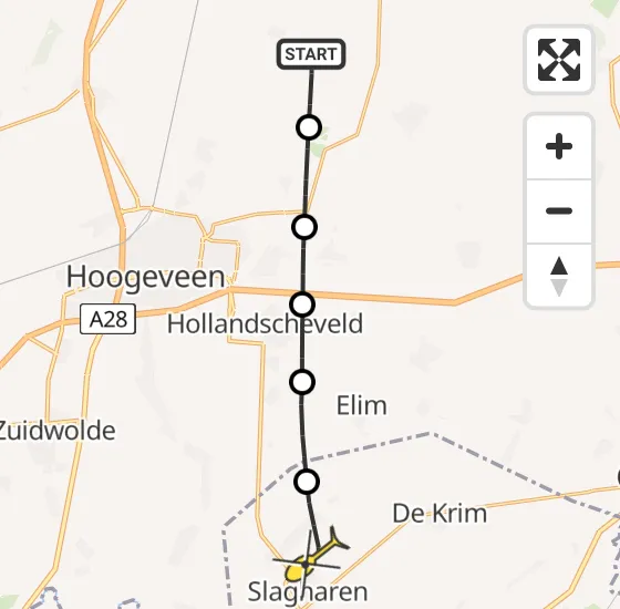 Vlucht Traumahelikopter PH-TTR van Drijber naar Slagharen op vrijdag 22 november 2024 9:09