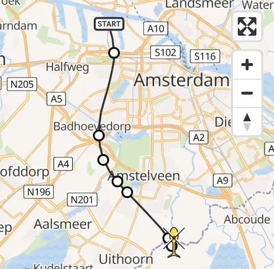 Vlucht Traumahelikopter PH-LLN van Amsterdam Heliport naar Waverveen op vrijdag 22 november 2024 9:20