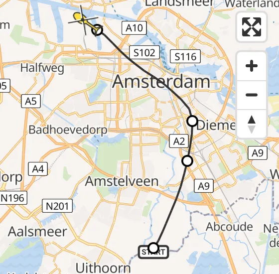 Vlucht Traumahelikopter PH-LLN van Waverveen naar Amsterdam Heliport op vrijdag 22 november 2024 9:28