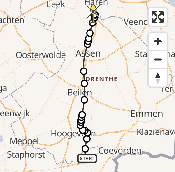 Vlucht Traumahelikopter PH-TTR van Schuinesloot naar Groningen Airport Eelde op vrijdag 22 november 2024 9:30