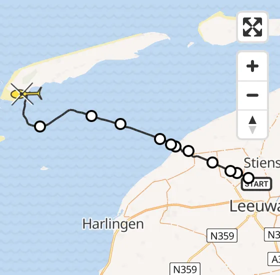 Vlucht Ambulancehelikopter PH-HOW van Vliegbasis Leeuwarden naar West-Terschelling op vrijdag 22 november 2024 9:53