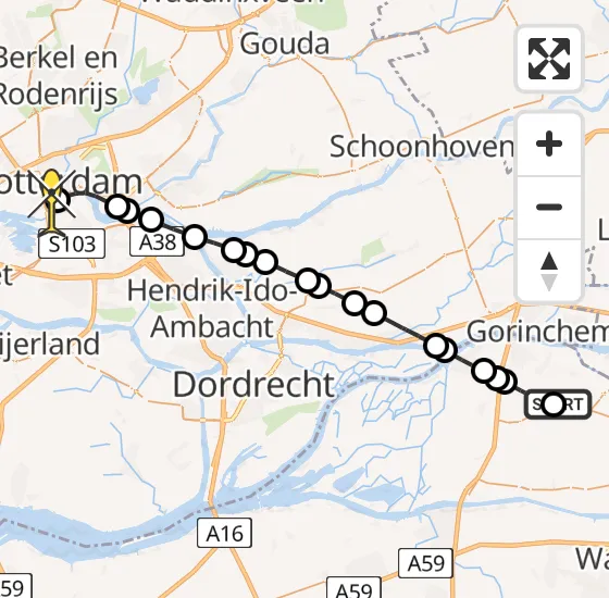 Vlucht Traumahelikopter PH-HVB van Uitwijk naar Erasmus MC op vrijdag 22 november 2024 12:15