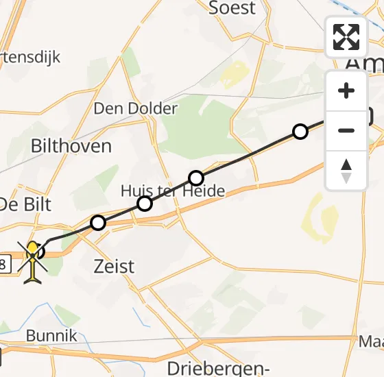 Vlucht Traumahelikopter PH-LLN van Amersfoort naar Universitair Medisch Centrum Utrecht op vrijdag 22 november 2024 13:09