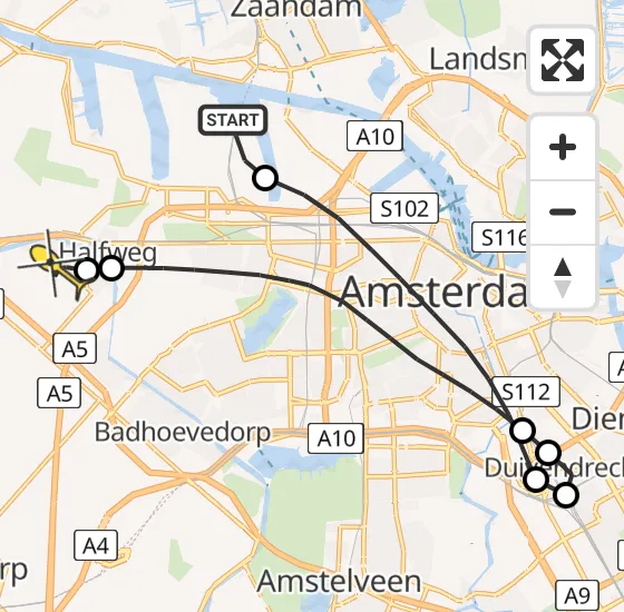 Vlucht Traumahelikopter PH-LLN van Amsterdam Heliport naar Zwanenburg op vrijdag 22 november 2024 14:08