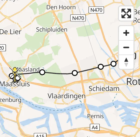 Vlucht Traumahelikopter PH-HVB van Rotterdam The Hague Airport naar Maassluis op vrijdag 22 november 2024 14:11