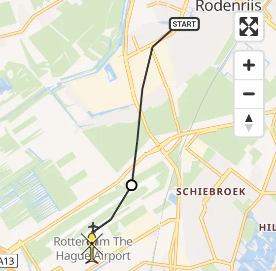 Vlucht Traumahelikopter PH-HVB van Berkel en Rodenrijs naar Rotterdam The Hague Airport op vrijdag 22 november 2024 15:11