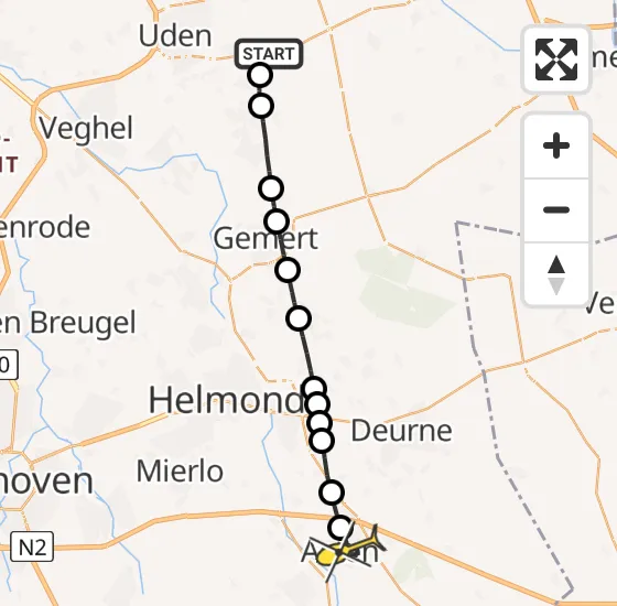 Vlucht Traumahelikopter PH-MAA van Vliegbasis Volkel naar Asten op vrijdag 22 november 2024 16:24