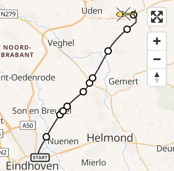 Vlucht Traumahelikopter PH-MAA van Eindhoven naar Vliegbasis Volkel op vrijdag 22 november 2024 17:44