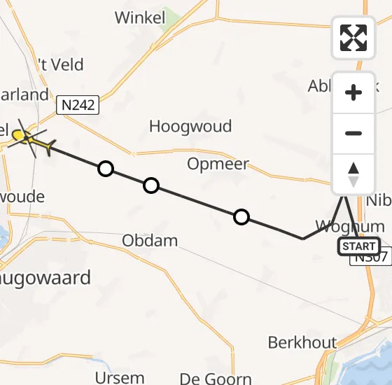 Vlucht Politiehelikopter PH-PXZ van Wognum naar Heerhugowaard op vrijdag 22 november 2024 20:14