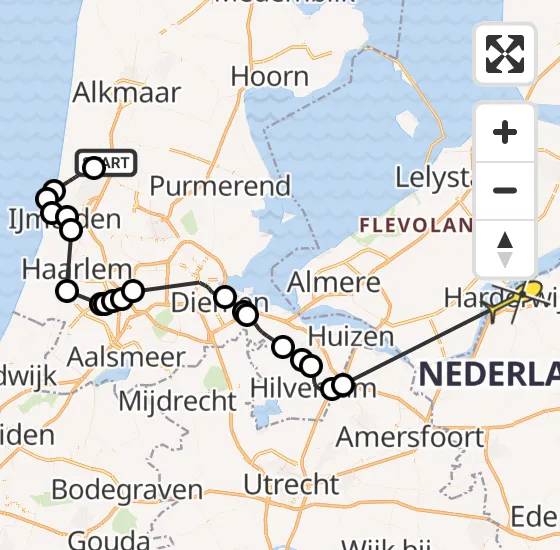 Vlucht Politiehelikopter PH-PXZ van Uitgeest naar Harderwijk op vrijdag 22 november 2024 20:34