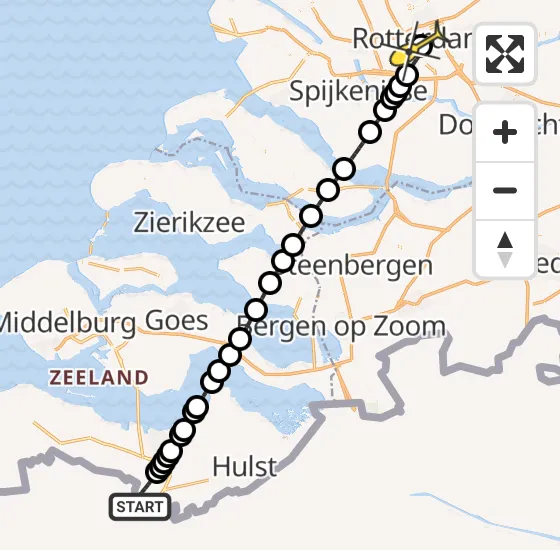 Vlucht Traumahelikopter PH-HVB van Sas van Gent naar Erasmus MC op zaterdag 23 november 2024 0:07