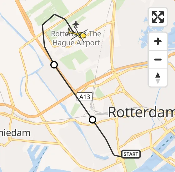 Vlucht Traumahelikopter PH-HVB van Erasmus MC naar Rotterdam The Hague Airport op zaterdag 23 november 2024 1:04