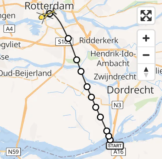 Vlucht Traumahelikopter PH-HVB van Moerdijk naar Erasmus MC op zaterdag 23 november 2024 2:29