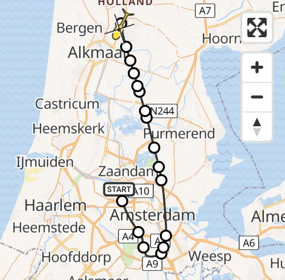 Vlucht Traumahelikopter PH-LLN van Amsterdam Heliport naar Broek op Langedijk op zaterdag 23 november 2024 8:19