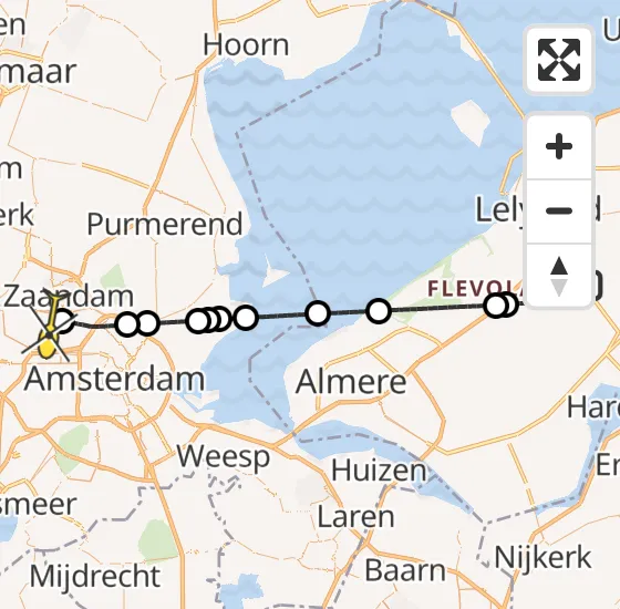 Vlucht Traumahelikopter PH-UMC van Lelystad Airport naar Amsterdam Heliport op zaterdag 23 november 2024 8:52