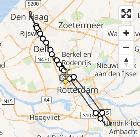 Vlucht Traumahelikopter PH-HVB van Rotterdam The Hague Airport naar Rotterdam The Hague Airport op zaterdag 23 november 2024 10:05