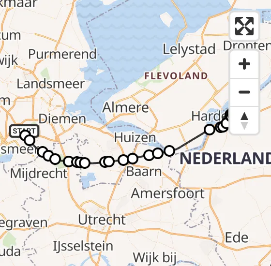 Vlucht Politiehelikopter PH-PXX van Schiphol naar Hulshorst op zaterdag 23 november 2024 10:20