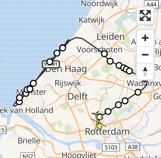 Vlucht Politiehelikopter PH-PXB van Den Haag naar Rotterdam The Hague Airport op zaterdag 23 november 2024 10:49