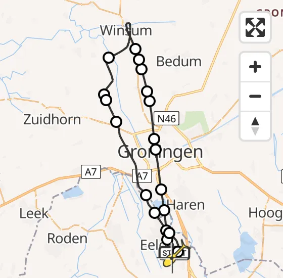 Vlucht Traumahelikopter PH-TTR van Groningen Airport Eelde naar Groningen Airport Eelde op zaterdag 23 november 2024 10:50