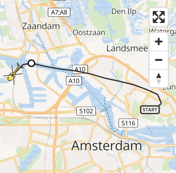 Vlucht Traumahelikopter PH-LLN van Amsterdam naar Amsterdam Heliport op zaterdag 23 november 2024 12:10