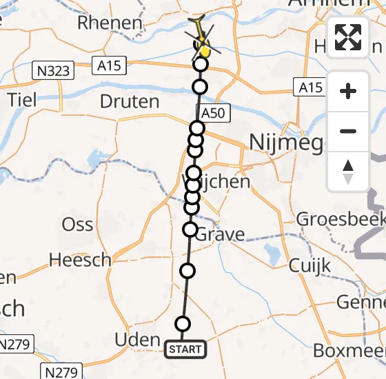 Vlucht Traumahelikopter PH-MAA van Vliegbasis Volkel naar Randwijk op zaterdag 23 november 2024 12:25