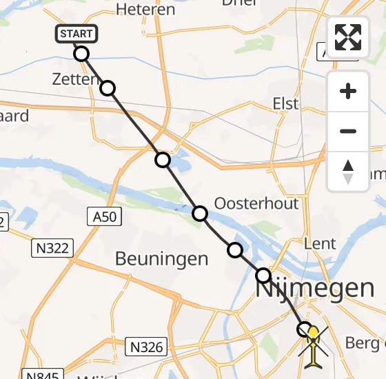 Vlucht Traumahelikopter PH-MAA van Randwijk naar Radboud Universitair Medisch Centrum op zaterdag 23 november 2024 13:05