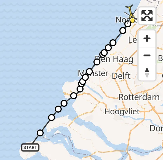 Vlucht Kustwachthelikopter PH-NCG van Renesse naar Noordwijk op zaterdag 23 november 2024 13:30