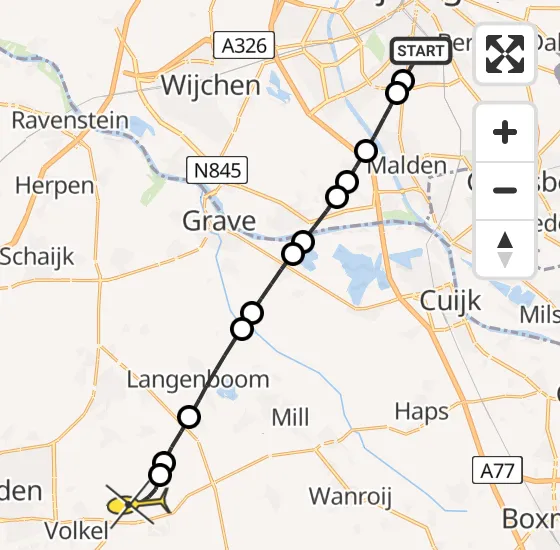 Vlucht Traumahelikopter PH-MAA van Radboud Universitair Medisch Centrum naar Vliegbasis Volkel op zaterdag 23 november 2024 13:30