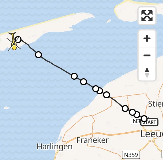 Vlucht Ambulancehelikopter PH-HOW van Ingelum naar Midsland op zaterdag 23 november 2024 13:50