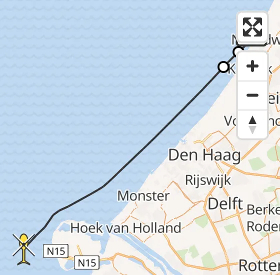 Vlucht Kustwachthelikopter PH-NCG van Noordwijk naar  op zaterdag 23 november 2024 14:13