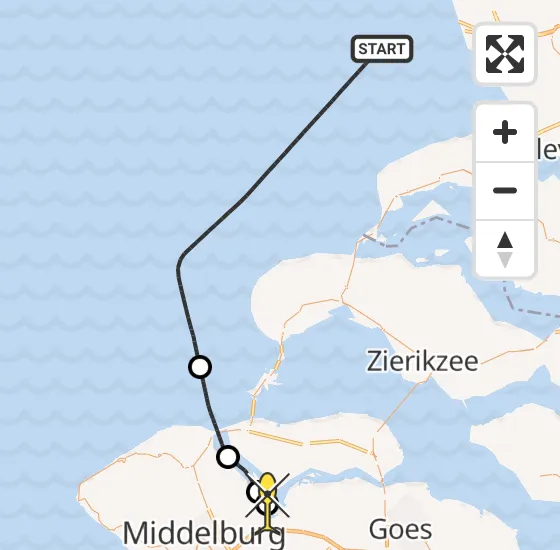 Vlucht Kustwachthelikopter PH-NCG van  naar Kamperland op zaterdag 23 november 2024 14:33