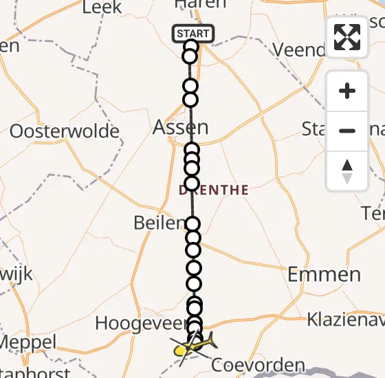 Vlucht Traumahelikopter PH-TTR van Groningen Airport Eelde naar Elim op zaterdag 23 november 2024 14:40