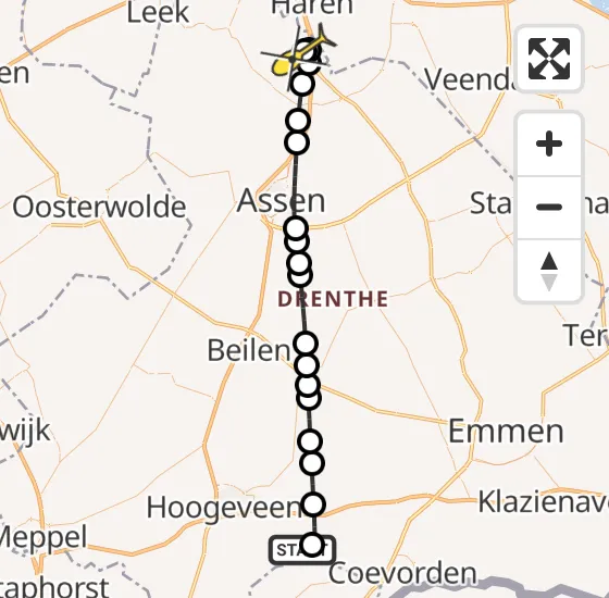 Vlucht Traumahelikopter PH-TTR van Elim naar Groningen Airport Eelde op zaterdag 23 november 2024 15:21