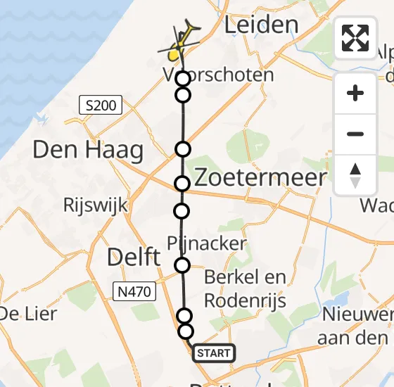 Vlucht Traumahelikopter PH-HVB van Rotterdam The Hague Airport naar Wassenaar op zaterdag 23 november 2024 15:36