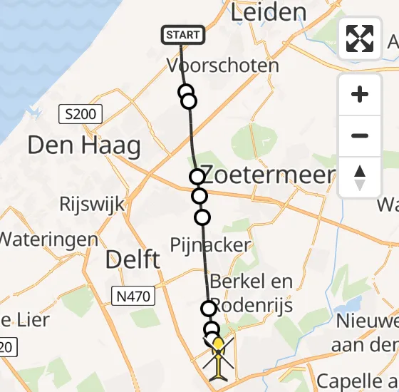 Vlucht Traumahelikopter PH-HVB van Wassenaar naar Rotterdam The Hague Airport op zaterdag 23 november 2024 15:56