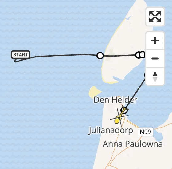 Vlucht Kustwachthelikopter PH-SAR van  naar Vliegveld De Kooy op zaterdag 23 november 2024 17:46