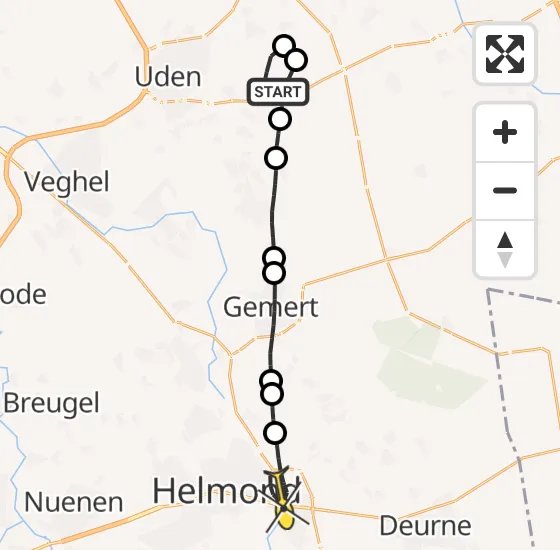 Vlucht Traumahelikopter PH-MAA van Vliegbasis Volkel naar Helmond op zaterdag 23 november 2024 20:32