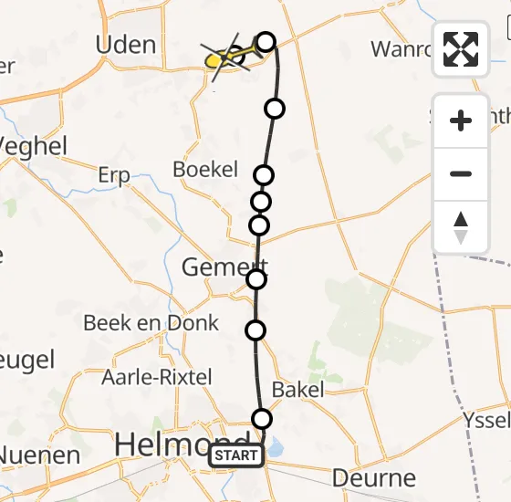 Vlucht Traumahelikopter PH-MAA van Helmond naar Vliegbasis Volkel op zaterdag 23 november 2024 21:05